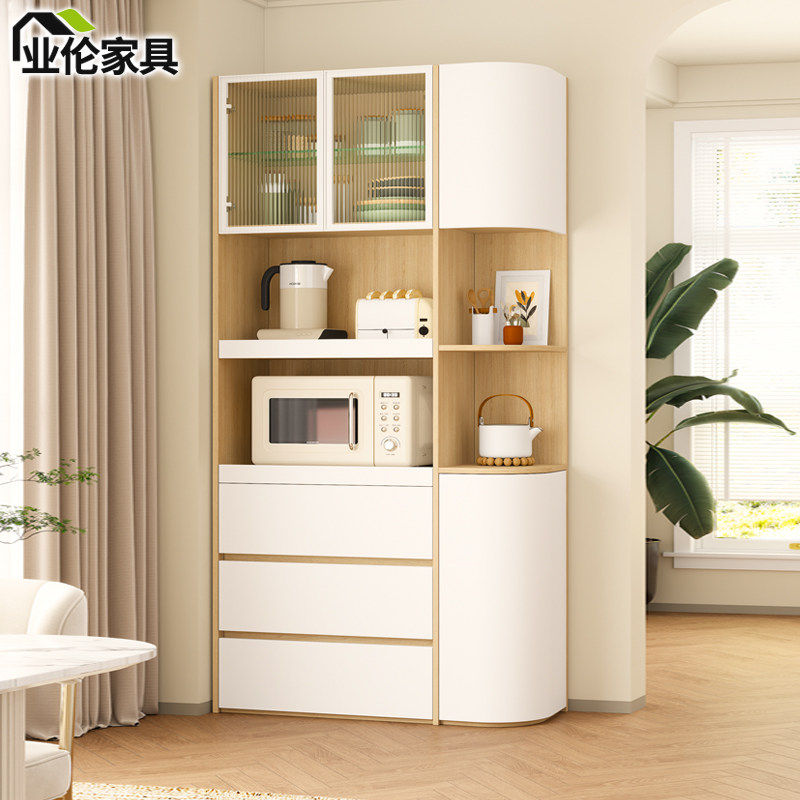 原木奶油风圆弧餐边柜角柜靠墙一体收纳储物柜微波炉置物架3G339,住宅家具,餐边柜,淘宝优惠券,粉丝福利购,淘宝优惠卷