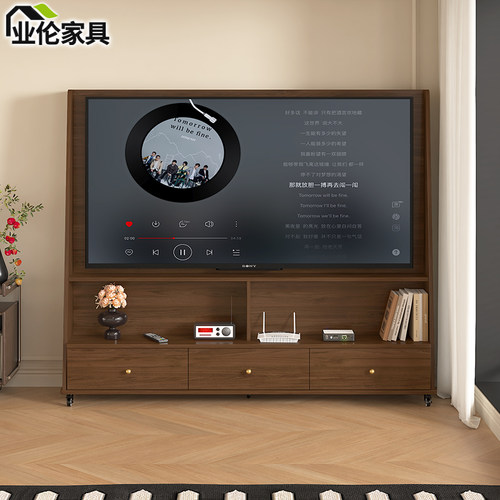 中古风可移动电视柜家用小户型