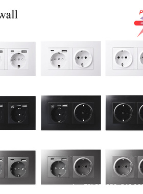 PC 德式欧式Type-C接口插座18W3000mA智能快速充电 墙壁开关插座