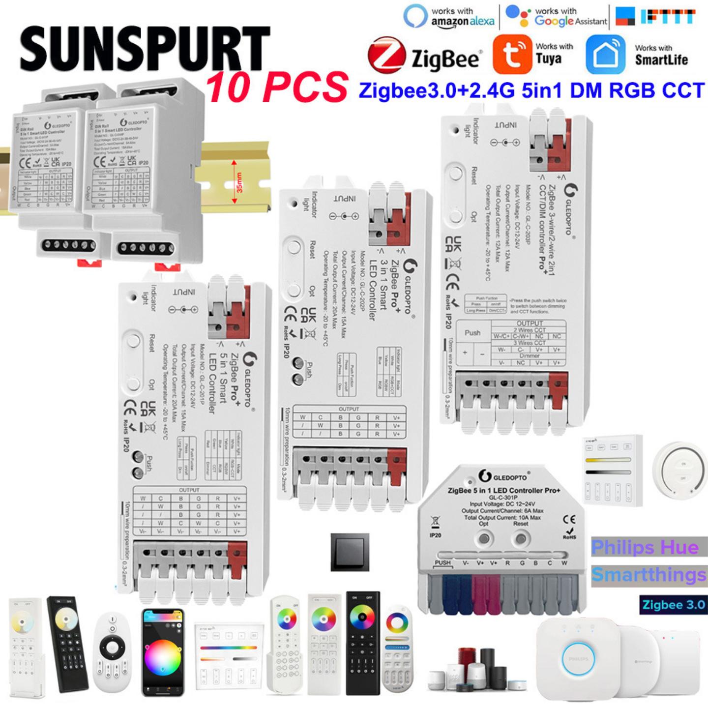 Alexa Hue ZigBee30控制器LED灯带5合1智能APP语音控支持2.4G遥控