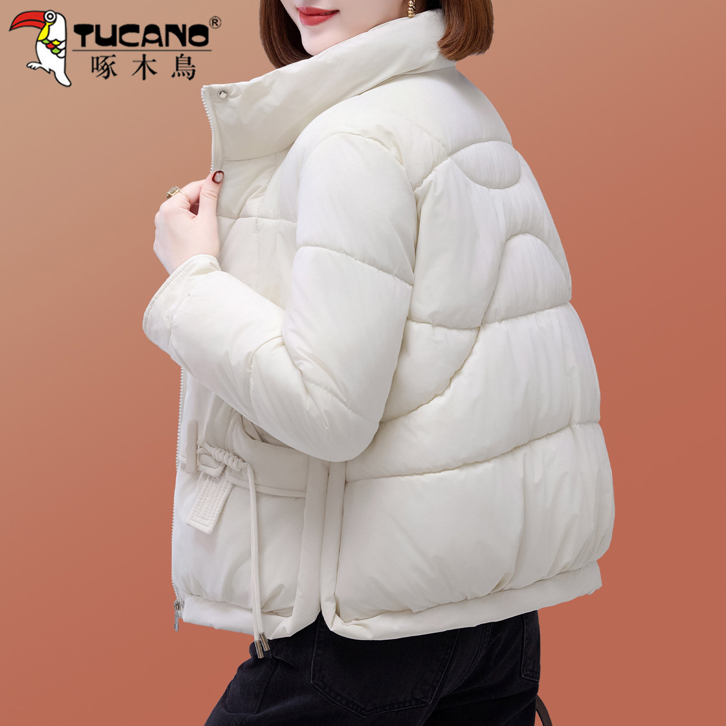 啄木鸟女士羽绒棉服冬季2025新款妈妈洋气减龄短款加厚保暖小棉袄