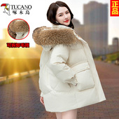 2025新款 冬季 爆款 啄木鸟白鸭绒羽绒服女短款 加厚中长款 大毛领外套