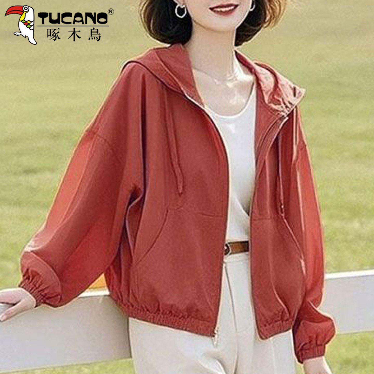 啄木鸟冰丝凉感防晒衣女夏季轻薄2026新款宽松洋气妈妈短款防晒服