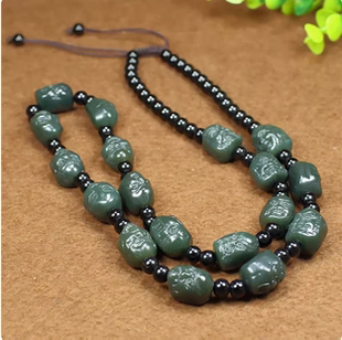 玉项链和田玉男士款青玉十八罗汉项链挂玉吊坠的链子大气玉坠绳