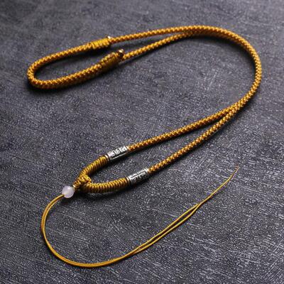 925银六字真言吊坠绳手工金刚结挂绳玉佩绳翡翠蜜蜡佛公挂绳调节