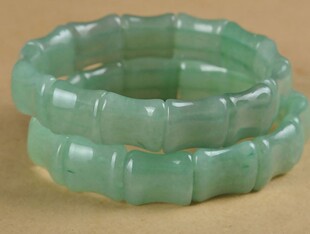 天然A货飘花浅阳绿东陵玉竹节手链玉镯冰透玉石镯男女手链排送礼