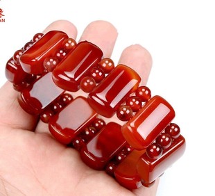 天然巴西A货飘花酒红玛瑙手链玉镯子冰透玉石镯子男女手链排送礼