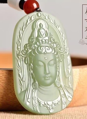 和田色度母观音菩萨佛像观世音男女款简约款观音吊坠玉石挂件百搭