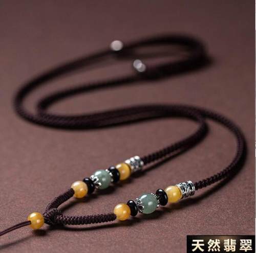 高档翡翠吊坠挂绳玉佩貔貅绳挂平安扣黄金男女项链绳手工绳可调节
