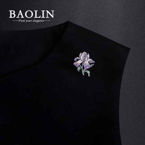 复古设计感鸢尾花胸针高端精致时尚女款气质胸花西服配饰别针5627