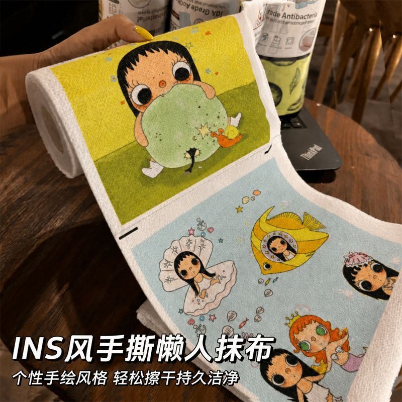 小玉懒人手撕抹布卡通周抛抹布洗碗吸水加厚厨房擦洗碗布干湿两用
