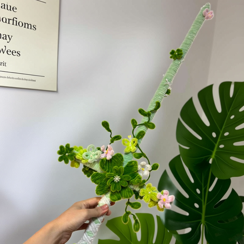 春日四叶草桃花剑华彩凤冠生日礼手工送闺蜜朋友DIY扭扭棒材料包