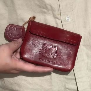 证件包随身外出携带 卡通kt猫皮质零钱包迷你便携按扣耳机包薄款
