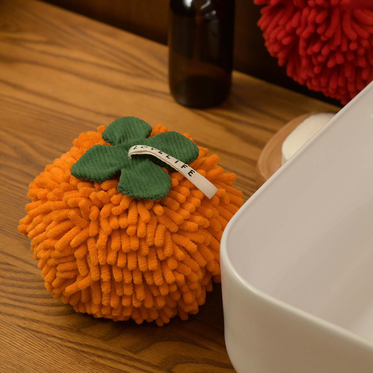 柿柿如意高颜值雪尼尔擦手巾儿童卡通可爱吸水厨房挂式擦手小毛巾