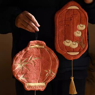 新年春节灯笼新中式擦手巾挂式吸水卫生间厨房擦手布流苏款搽抹布