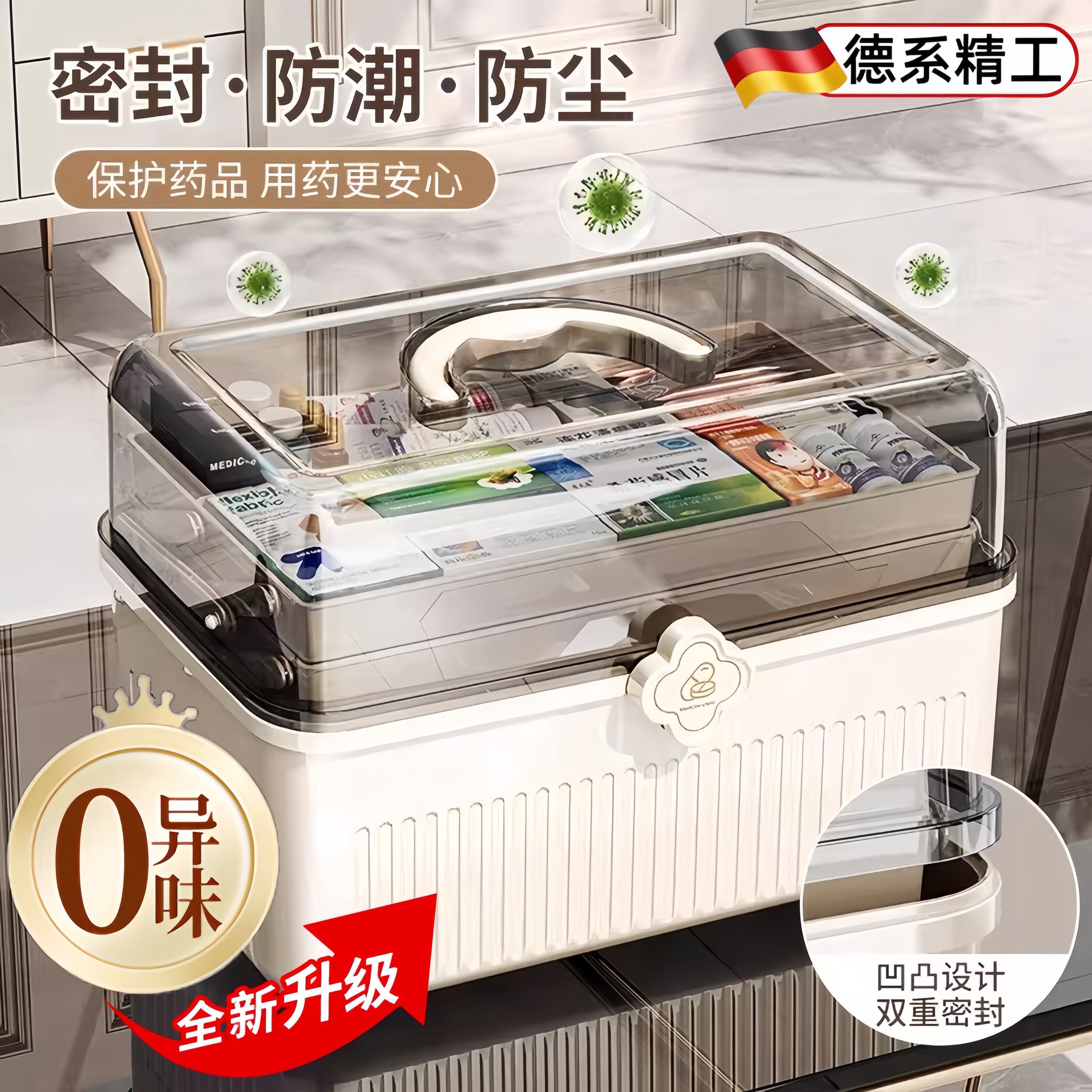 德国多层药箱家庭装家用医药箱大容量药物收纳盒大号医疗急救药盒