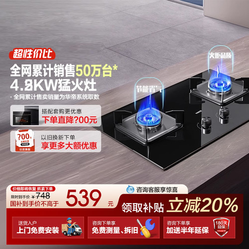 华帝燃气灶39B/59B/105煤气灶家用双灶一级天然气炉灶台官方正品