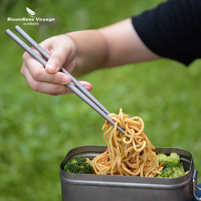 必唯纯钛户外钛筷子空心防滑便携