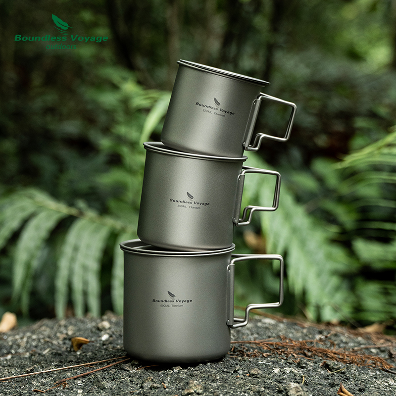 必唯纯钛户外折叠水杯单层加热