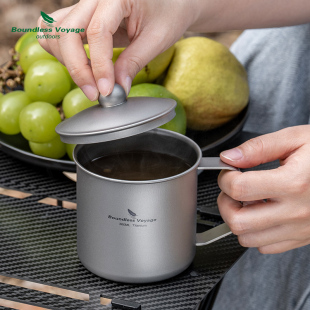 必唯纯钛户外水杯360ml单层露营马克杯便携野营杯子咖啡杯茶杯