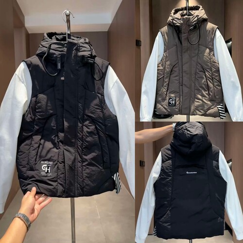 秋冬男士工装连帽加厚保暖马甲潮