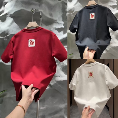 2026新款加厚国潮马形福字短袖男