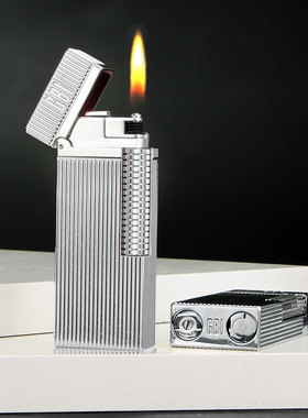 英国GBI大船商务无声打火机充气迷你窄款送老公礼品侧滑点火潮流
