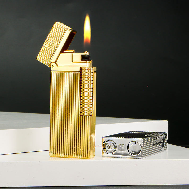 英国GBI大船无声打火机黄铜高档创意个性窄款侧滑点火送男友礼品