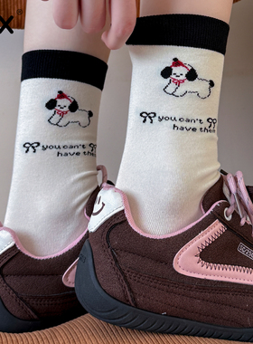 白色袜子女款纯棉可爱中筒袜春秋日系棉袜卡通学院风堆堆长袜秋天