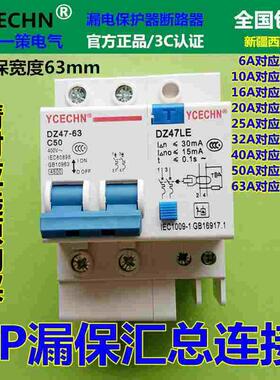 包邮促销2P50A漏电保护器 家用C50电闸空气开关 空开断路器带漏保