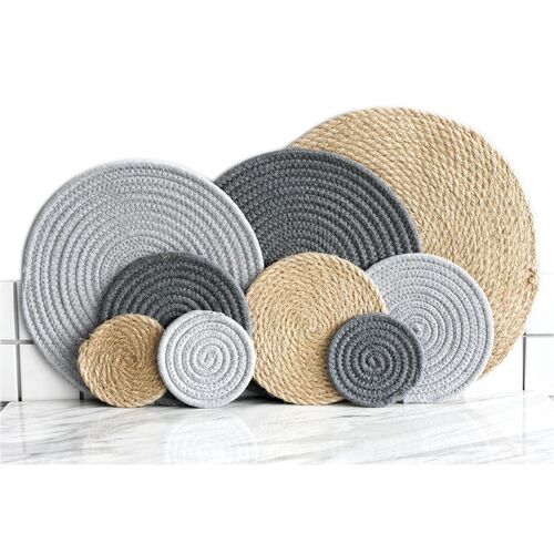 Cotton Coasters Linen Round Mats Set Insulation Coffee Pad P