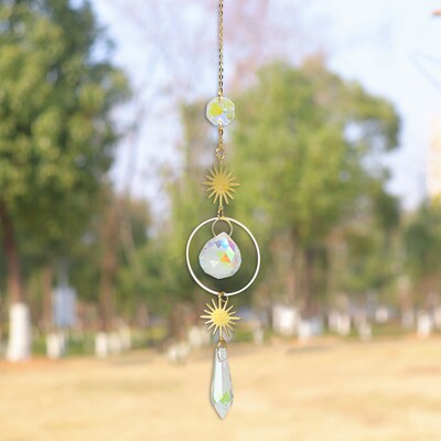 Crystal Wind Chime Pendant Colorful Star Moon Hanging Drops
