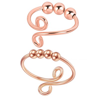 Fidget Beads Anxiety Ring Spinner Girl Single Coil Beads Rin