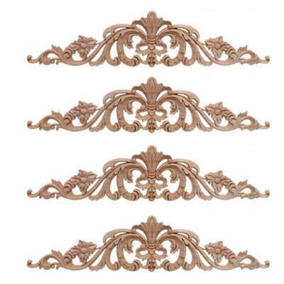 4Pcs Wood Carving Decal Wood Carved Furniture Appliques Corn
