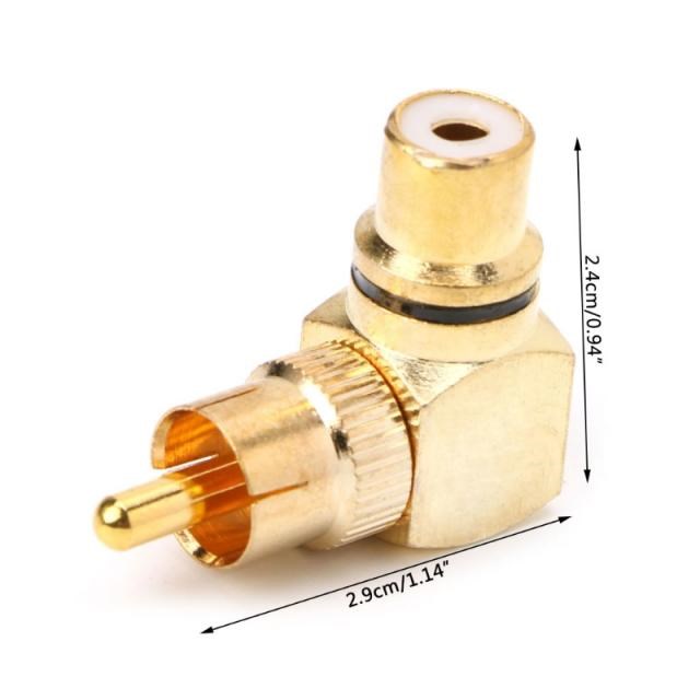 2X Brass RCA Right Angle Male To Female Gold Plated Connecto