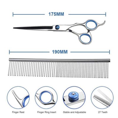 7 inch Pet Dogs Gromming Scissors Up Down Curved Stainless S