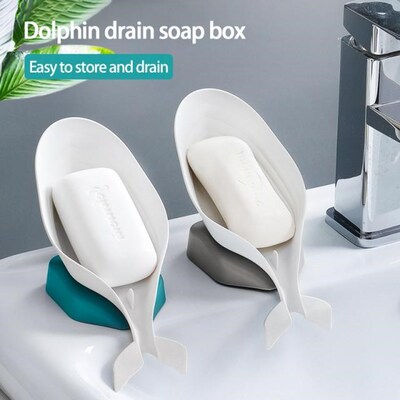 Dolphin Shape Soap Box Bathroom Soap Holder Dish Plastic Sto