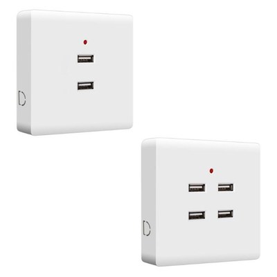 2/4 Ports USB Electrical Socket Wall Mounting Charger Statio