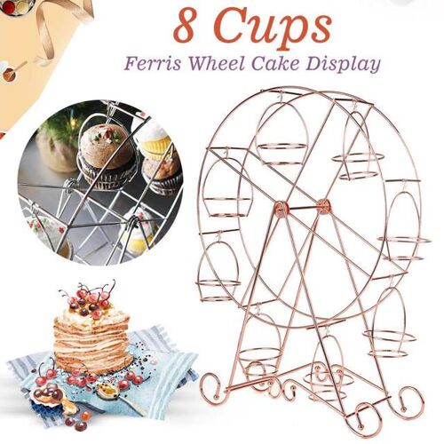 Exquisite Rose Gold 8 Cups Ferris Wheel Cake Stand Metal Fer