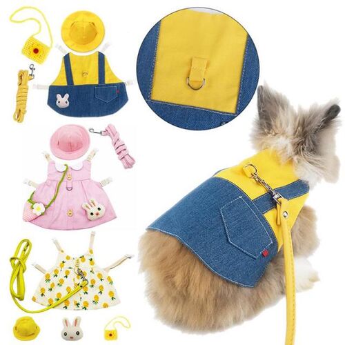 Bunny Vest Harness Outdoor Leash Set Outdoor Rabbit Clothing