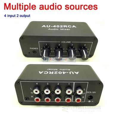 Multi Source RCA Mixer Stereo Audio Reverberator Audio Swit