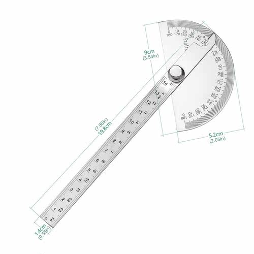 145mm Stainless Steel 180 Protractor Angle Meter Measuring R