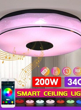 200W 34cm RGB Dimmable Music LED Ceiling Lamp Remote & APP C