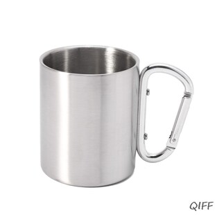 220ml Camping Travel Stainless Steel Cup Carabiner Hook Hand