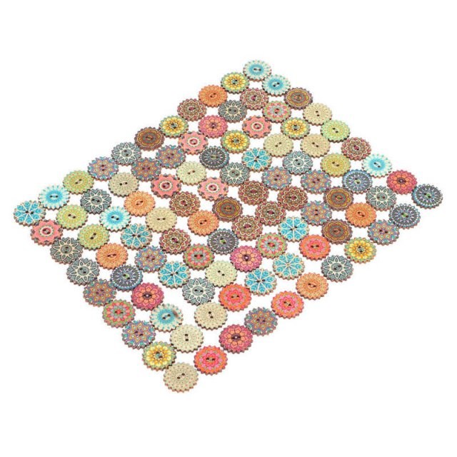 Sewing Button  Wooden Buttons 20mm/0.8in Flower Button Vinta