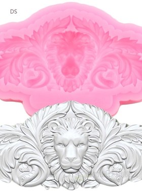 3D Lion Head Silicone Mold Leaves Scroll Relief Cake Border
