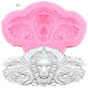 3D Lion Head Silicone Mold Leaves Scroll Relief Cake Border