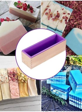 1200ml Silicone Soap Mold Rectangular Wooden Box With Flexib