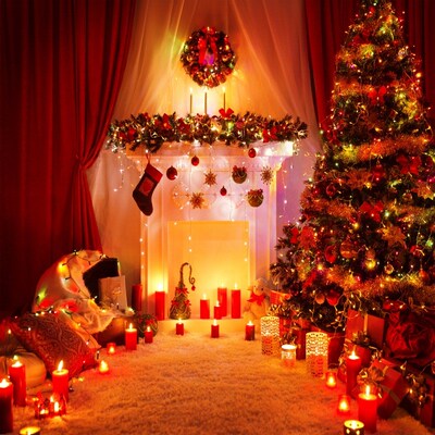 Christmas Background For Photo Star Lantern Tree Bulb Light