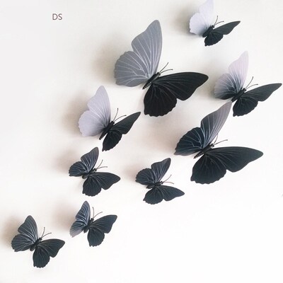 Free shipping 12pcs PVC 3d Butterfly wall decor cute Butterf